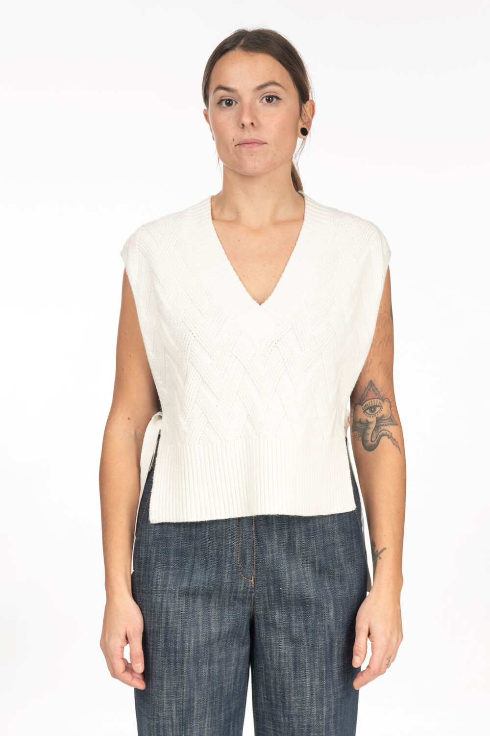 Diana Gallesi Maglia a gilet con treccine