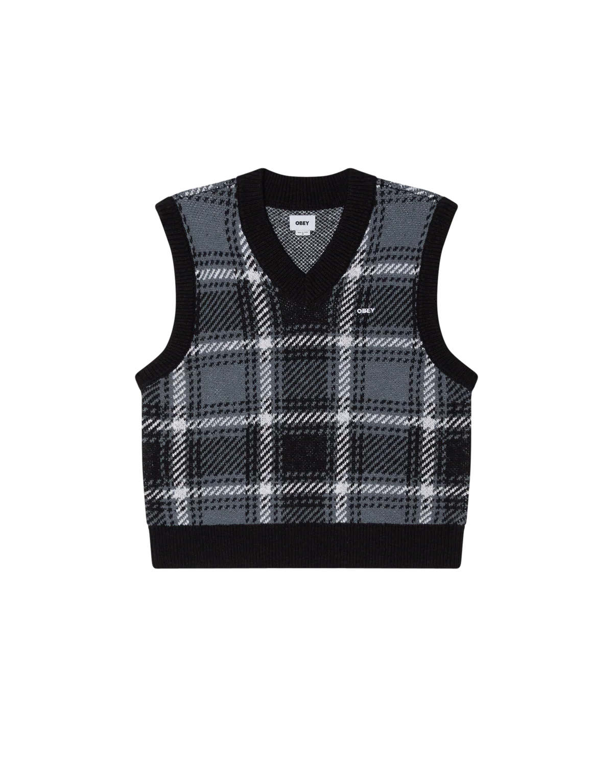 Obey Avon Plaid Vest Grey