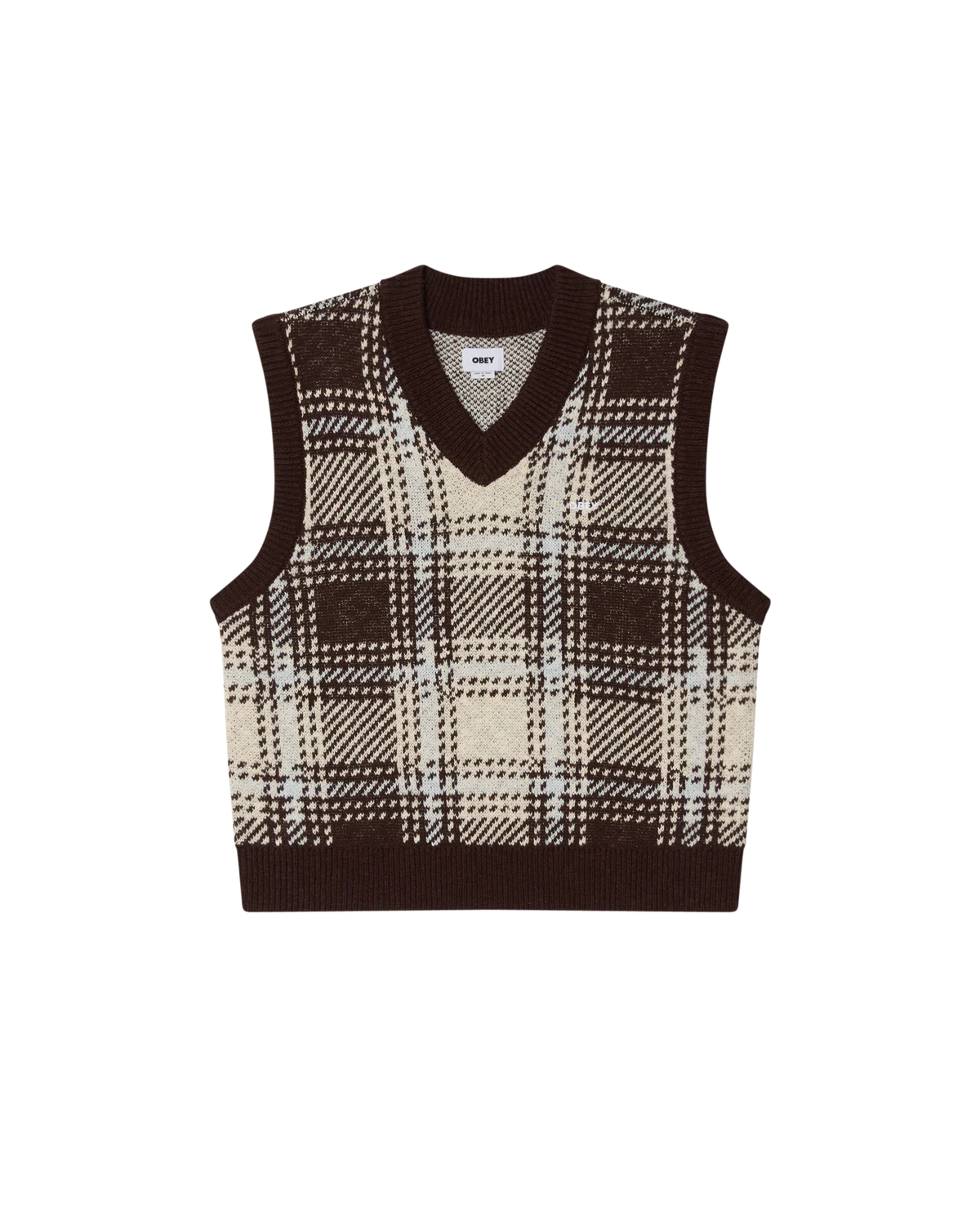Obey Avon Plaid Vest Brown