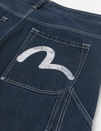 Evisu Distressed Seagull Print Loose Fit Cargo Jeans