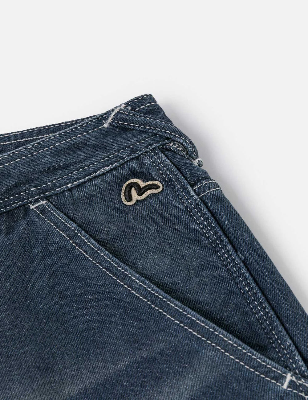 Evisu Distressed Seagull Print Loose Fit Cargo Jeans