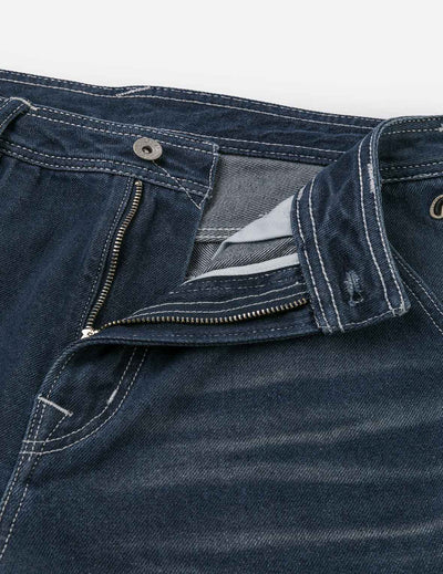 Evisu Distressed Seagull Print Loose Fit Cargo Jeans
