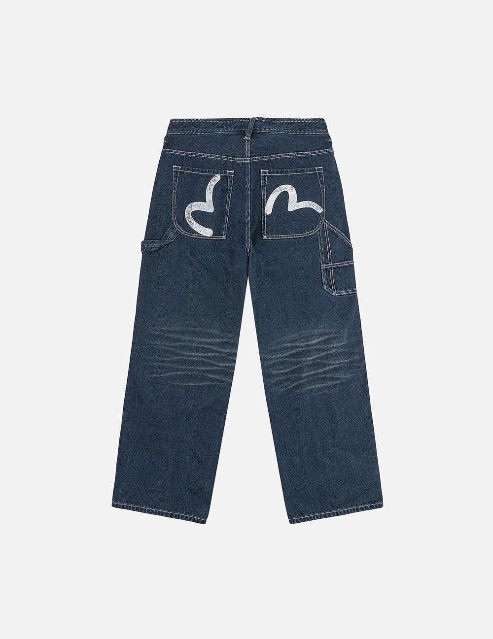 Evisu Distressed Seagull Print Loose Fit Cargo Jeans