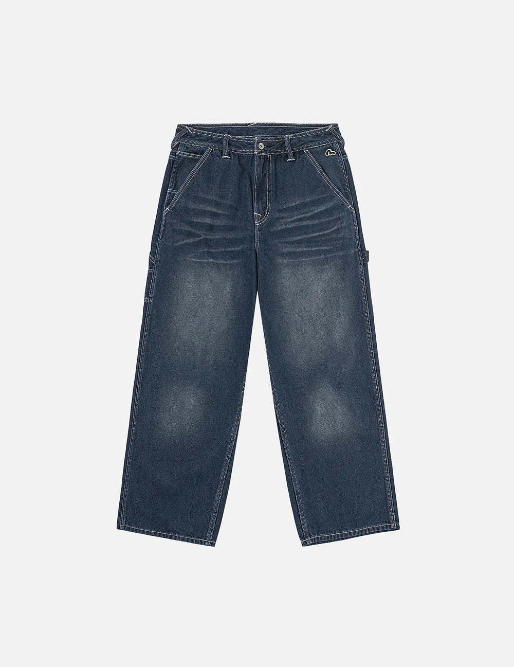 Evisu Distressed Seagull Print Loose Fit Cargo Jeans