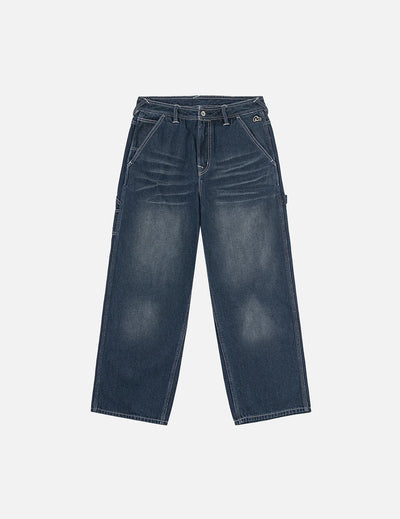 Evisu Distressed Seagull Print Loose Fit Cargo Jeans