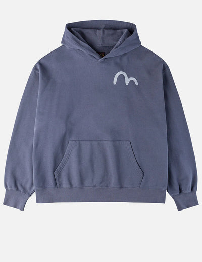 Evisu American Ebisu and Seagull Print Relax Fit Hoodie Navy