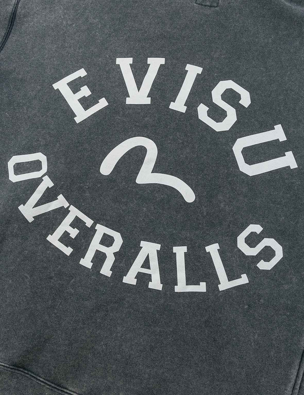 Evisu Washed Seagull and Logo Print Relax Fit Hoodie