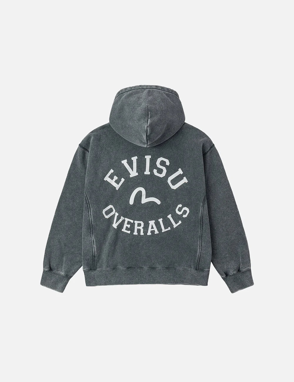 Evisu Washed Seagull and Logo Print Relax Fit Hoodie