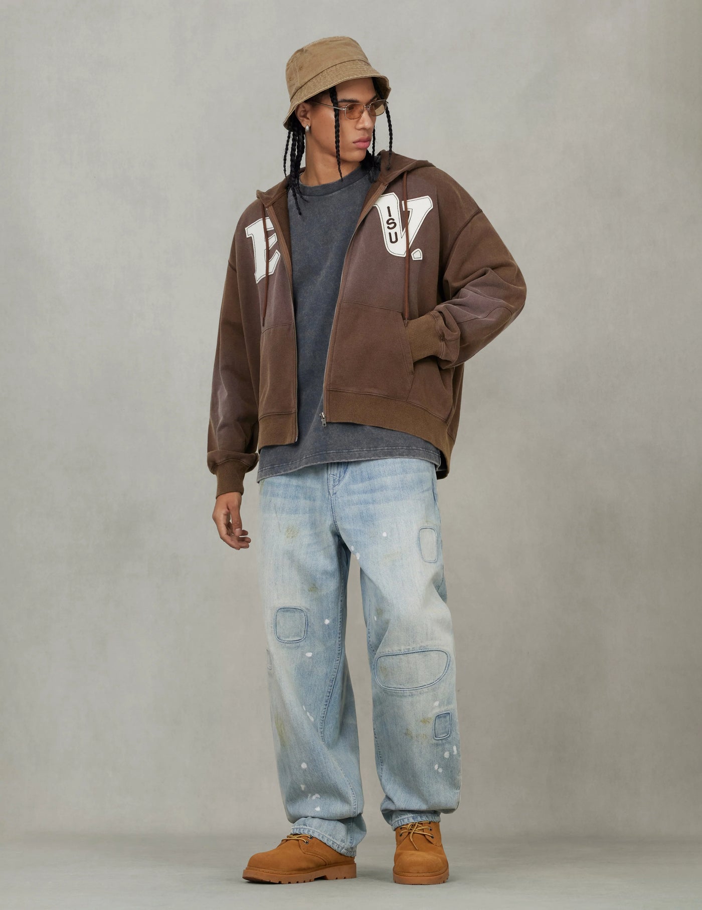 Evisu EV and Seagull Patches Embroidery Relax Fit Hoodie Jacket