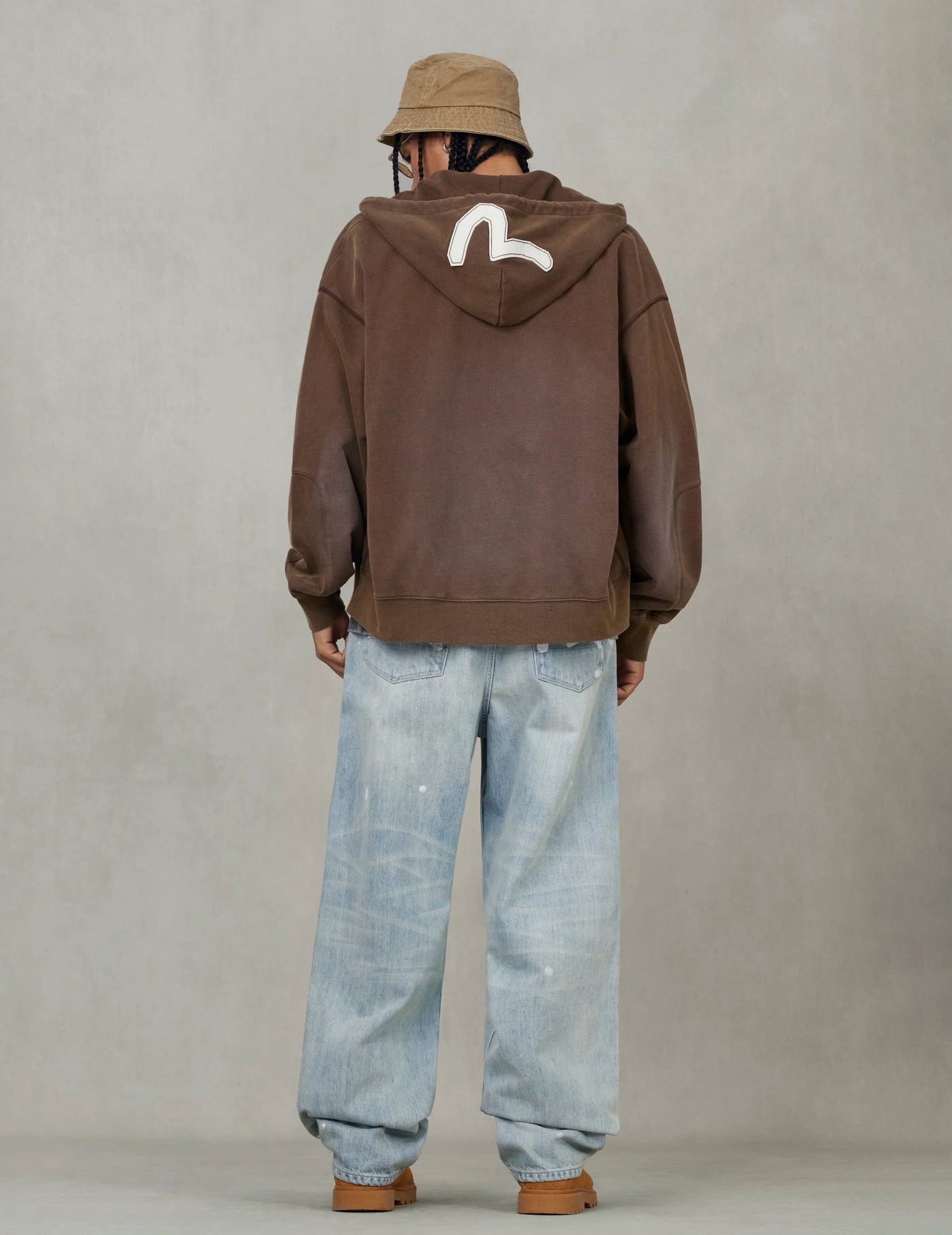 Evisu EV and Seagull Patches Embroidery Relax Fit Hoodie Jacket
