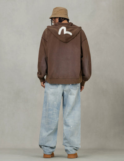 Evisu EV and Seagull Patches Embroidery Relax Fit Hoodie Jacket