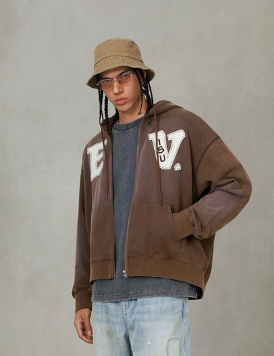 Evisu EV and Seagull Patches Embroidery Relax Fit Hoodie Jacket