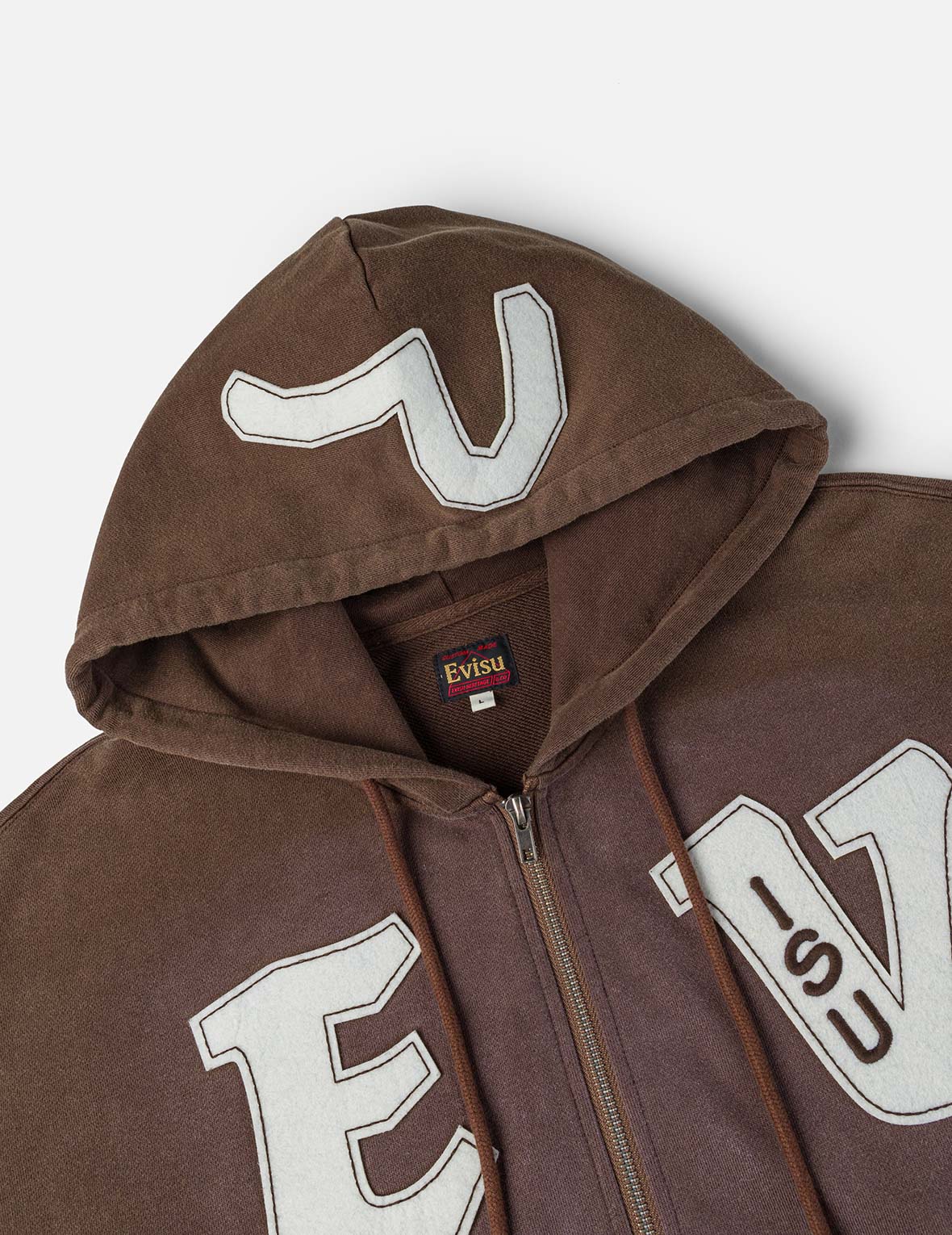 Evisu EV and Seagull Patches Embroidery Relax Fit Hoodie Jacket