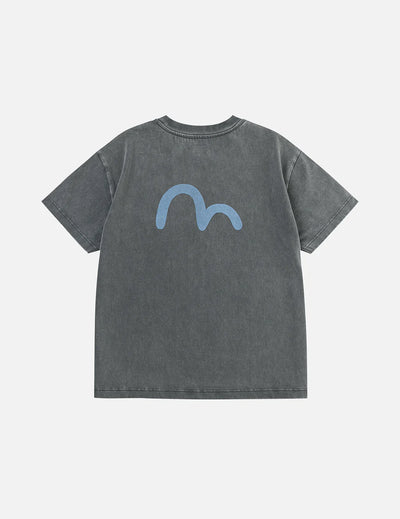 Evisu Archives Print Relax Fit T-shirt Grey