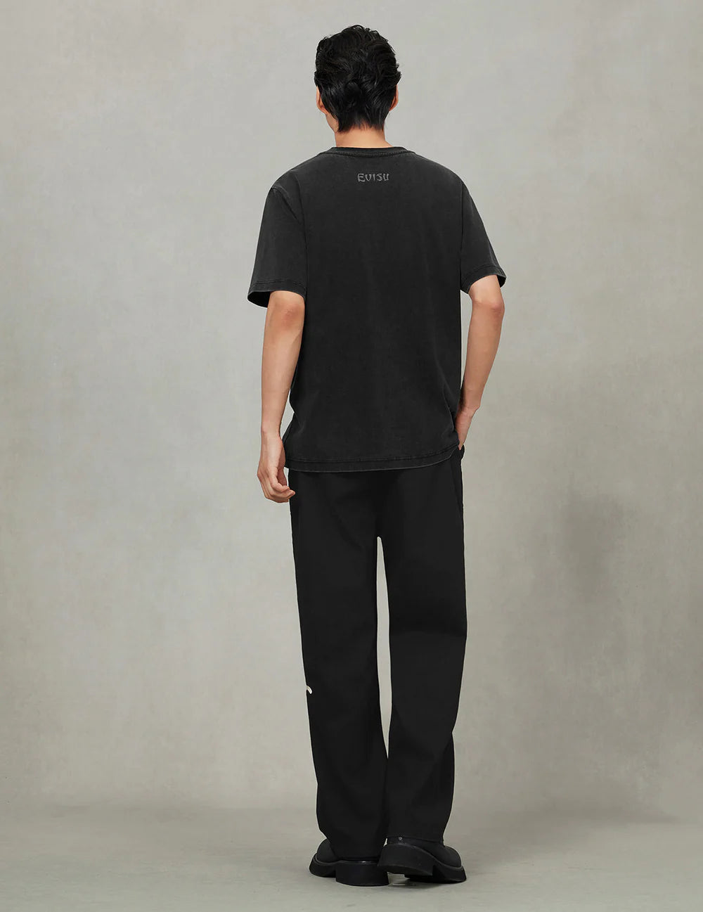Evisu Hand-Drawn Seagull Print Relax Fit T-Shirt Blk