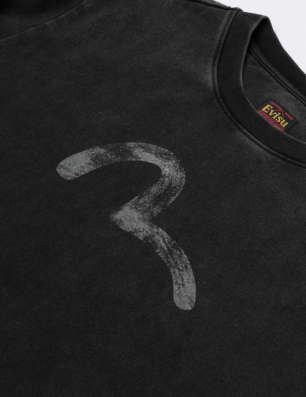 Evisu Hand-Drawn Seagull Print Relax Fit T-Shirt Blk