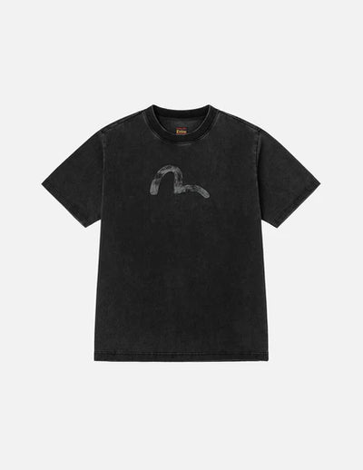 Evisu Hand-Drawn Seagull Print Relax Fit T-Shirt Blk