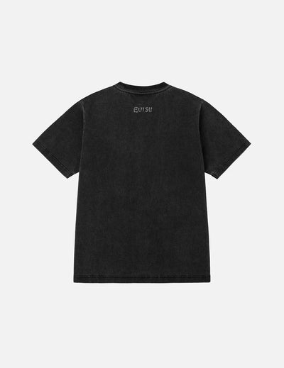 Evisu Hand-Drawn Seagull Print Relax Fit T-Shirt Blk
