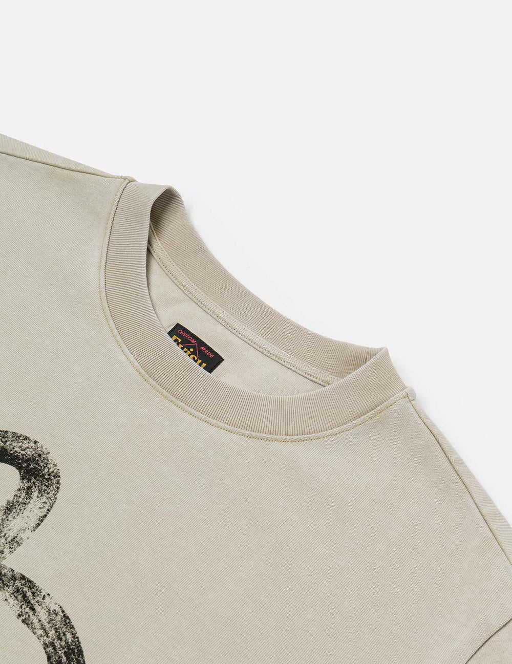 Evisu Hand-Drawn Seagull Print Relax Fit T-Shirt Cream