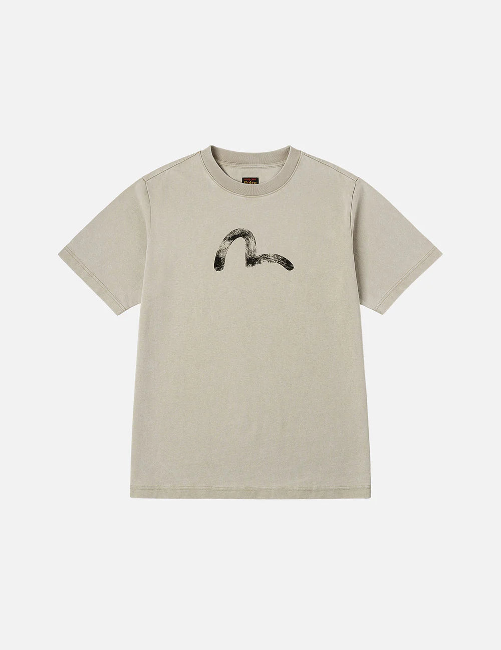 Evisu Hand-Drawn Seagull Print Relax Fit T-Shirt Cream