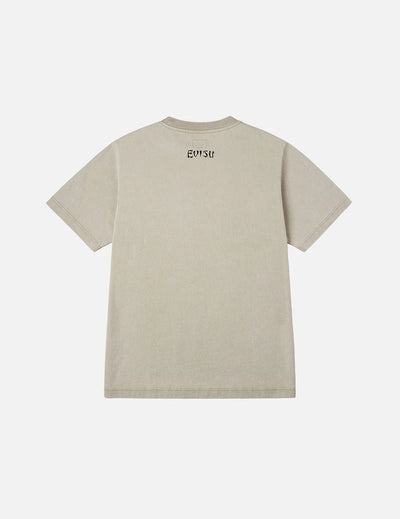 Evisu Hand-Drawn Seagull Print Relax Fit T-Shirt Cream