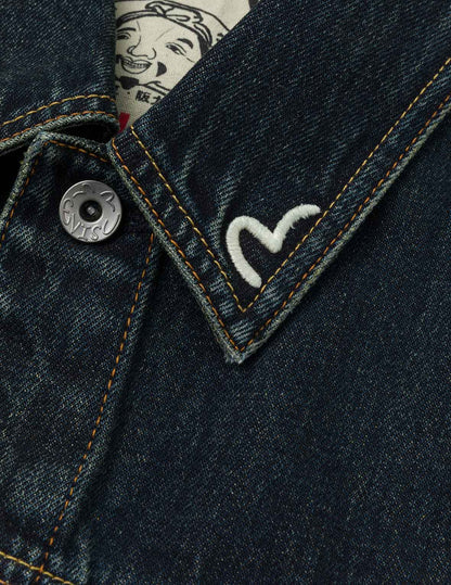Evisu Washed Brushstroke Daicock Print Regular Fit Denim Jacket