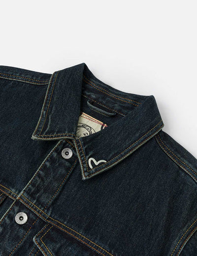 Evisu Washed Brushstroke Daicock Print Regular Fit Denim Jacket