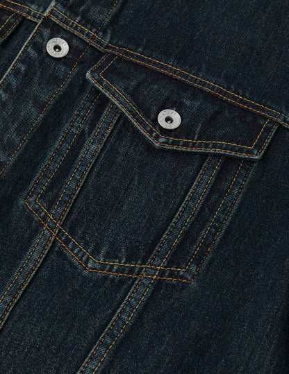 Evisu Washed Brushstroke Daicock Print Regular Fit Denim Jacket