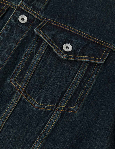 Evisu Washed Brushstroke Daicock Print Regular Fit Denim Jacket