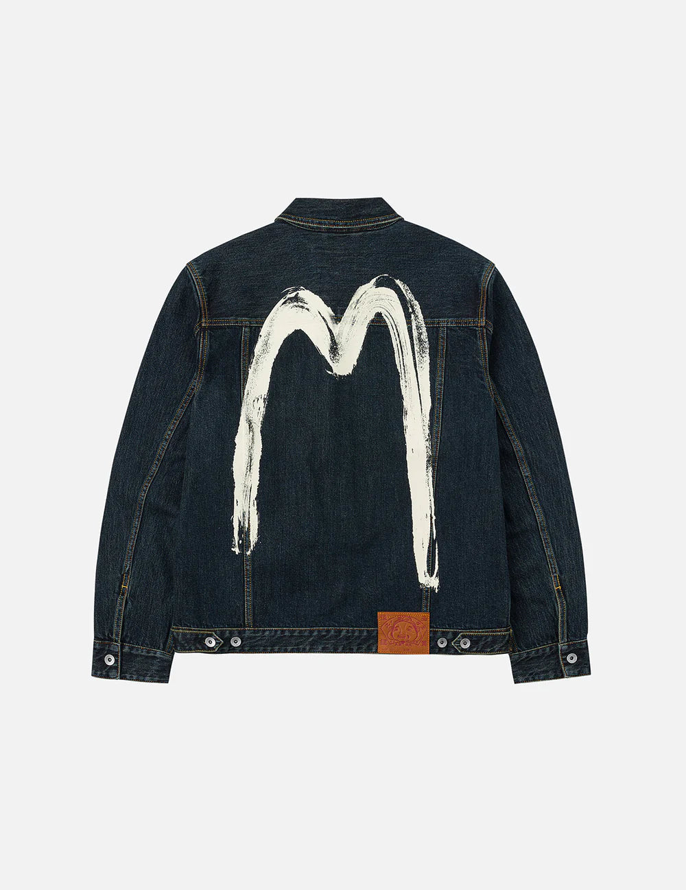 Evisu Washed Brushstroke Daicock Print Regular Fit Denim Jacket