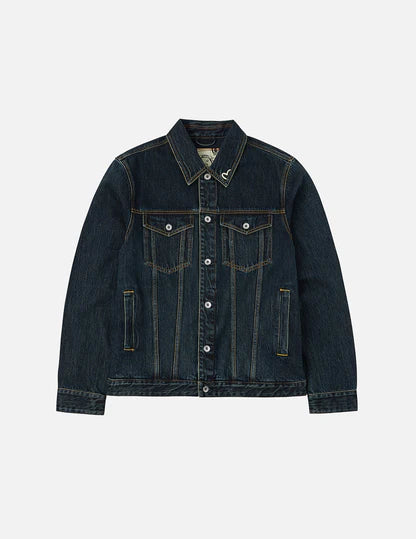 Evisu Washed Brushstroke Daicock Print Regular Fit Denim Jacket