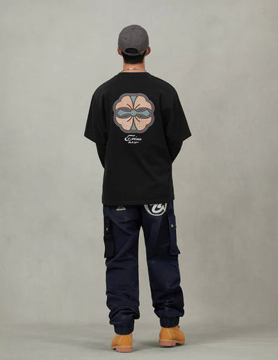 Evisu Sashiko-style Kamon Print Fashion Fit 2-in-1 Design Long-sleeve T-shirt
