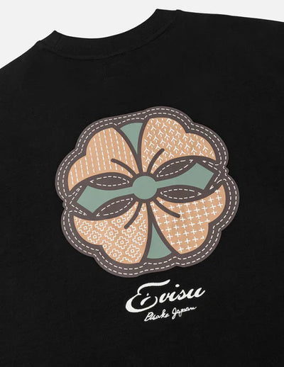 Evisu Sashiko-style Kamon Print Fashion Fit 2-in-1 Design Long-sleeve T-shirt