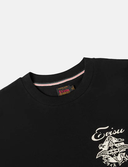 Evisu Sashiko-style Kamon Print Fashion Fit 2-in-1 Design Long-sleeve T-shirt