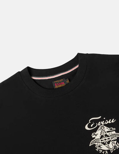 Evisu Sashiko-style Kamon Print Fashion Fit 2-in-1 Design Long-sleeve T-shirt