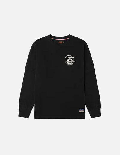 Evisu Sashiko-style Kamon Print Fashion Fit 2-in-1 Design Long-sleeve T-shirt