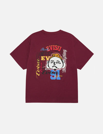 Evisu Henohenomohe Godhead Embroidery Relax Fit T-Shirt