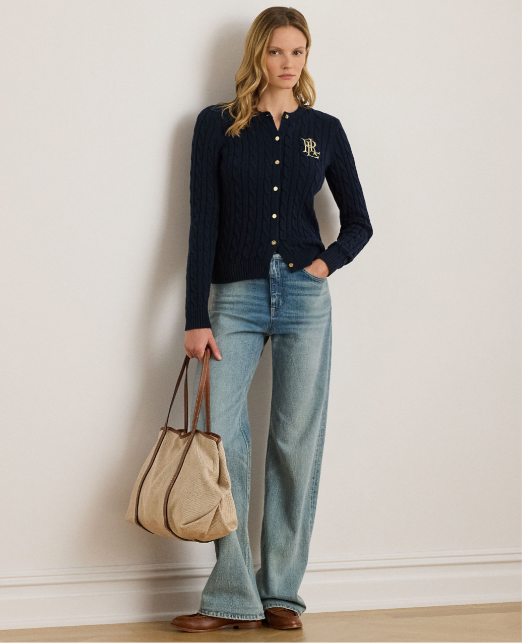 Lauren Ralph Lauren Cardigan in cotone a trecce