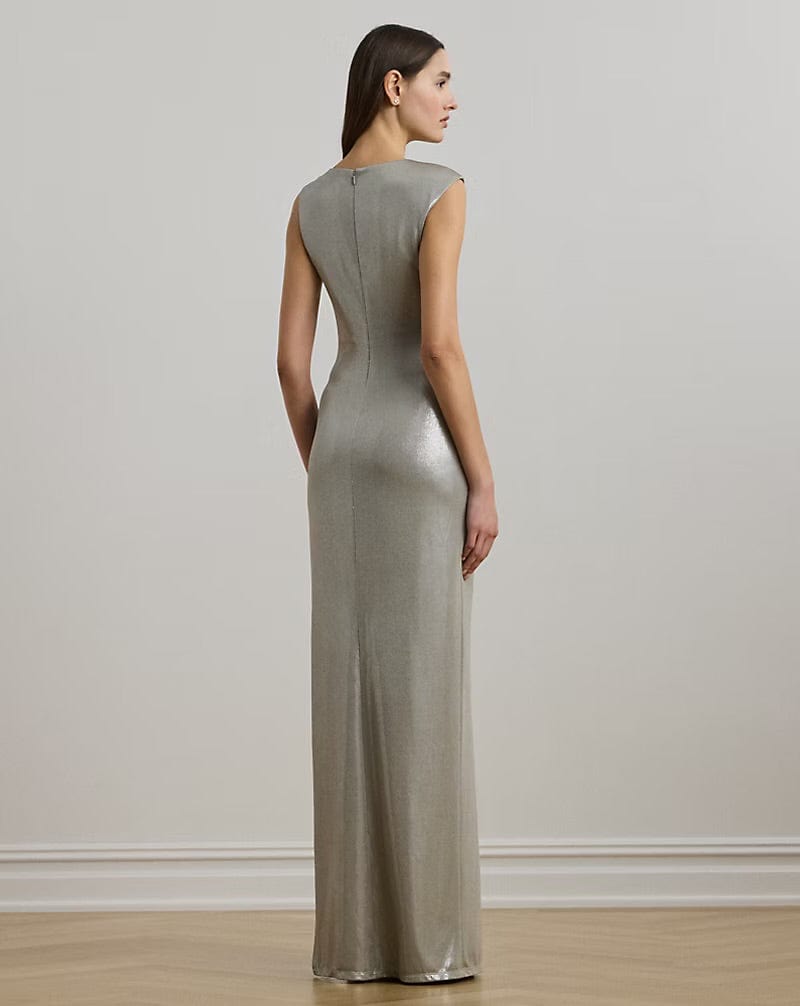 Lauren Ralph Lauren Abito lungo metallizzato con fibbia