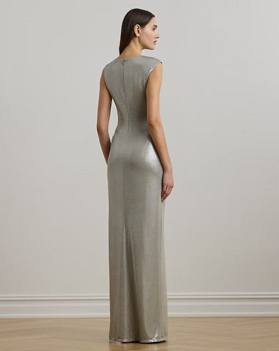 Lauren Ralph Lauren Abito lungo metallizzato con fibbia