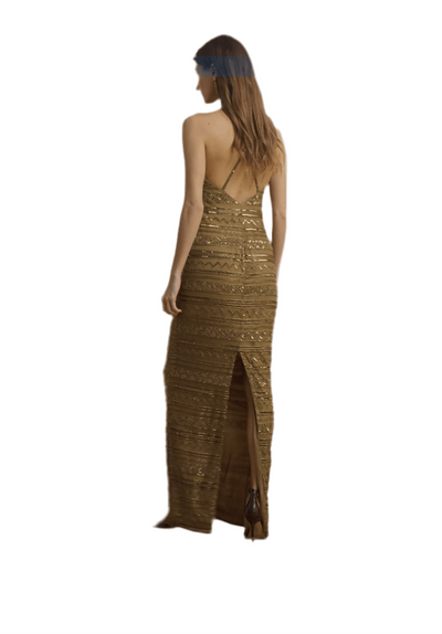 Lauren Ralph Lauren Abito halter in rete con perline