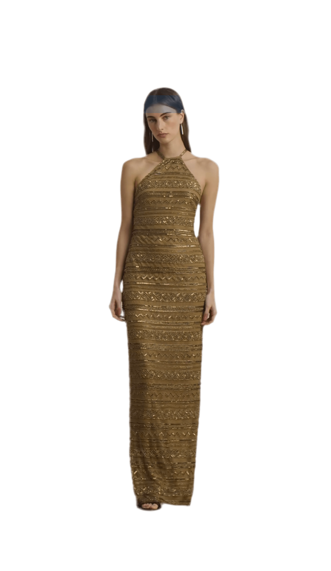 Lauren Ralph Lauren Abito halter in rete con perline