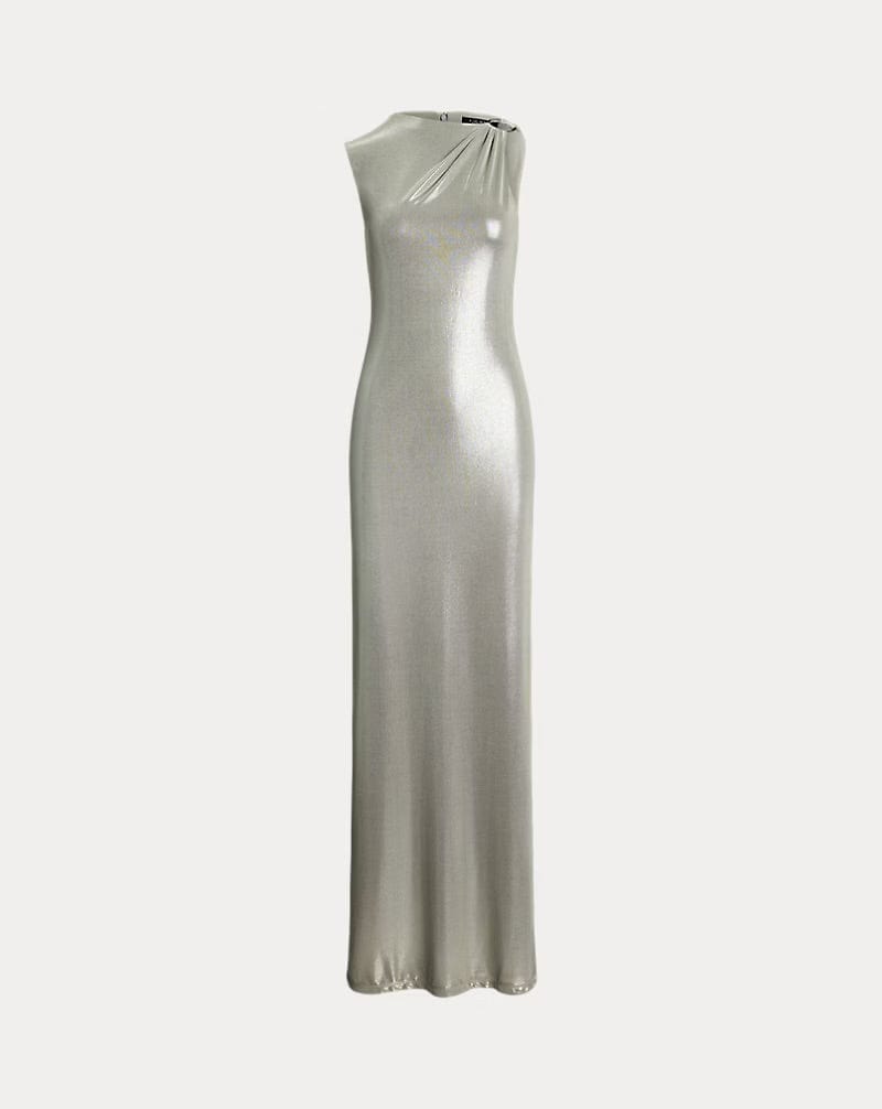 Lauren Ralph Lauren Abito lungo metallizzato con fibbia