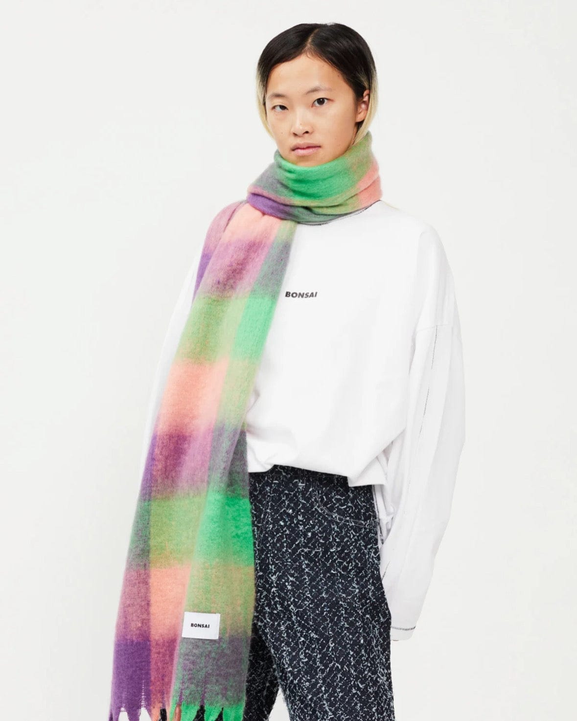 Bonsai Check Knit Scarf