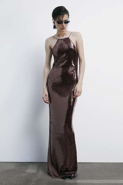 Patrizia Pepe Abito lungo in tulle con paillettes