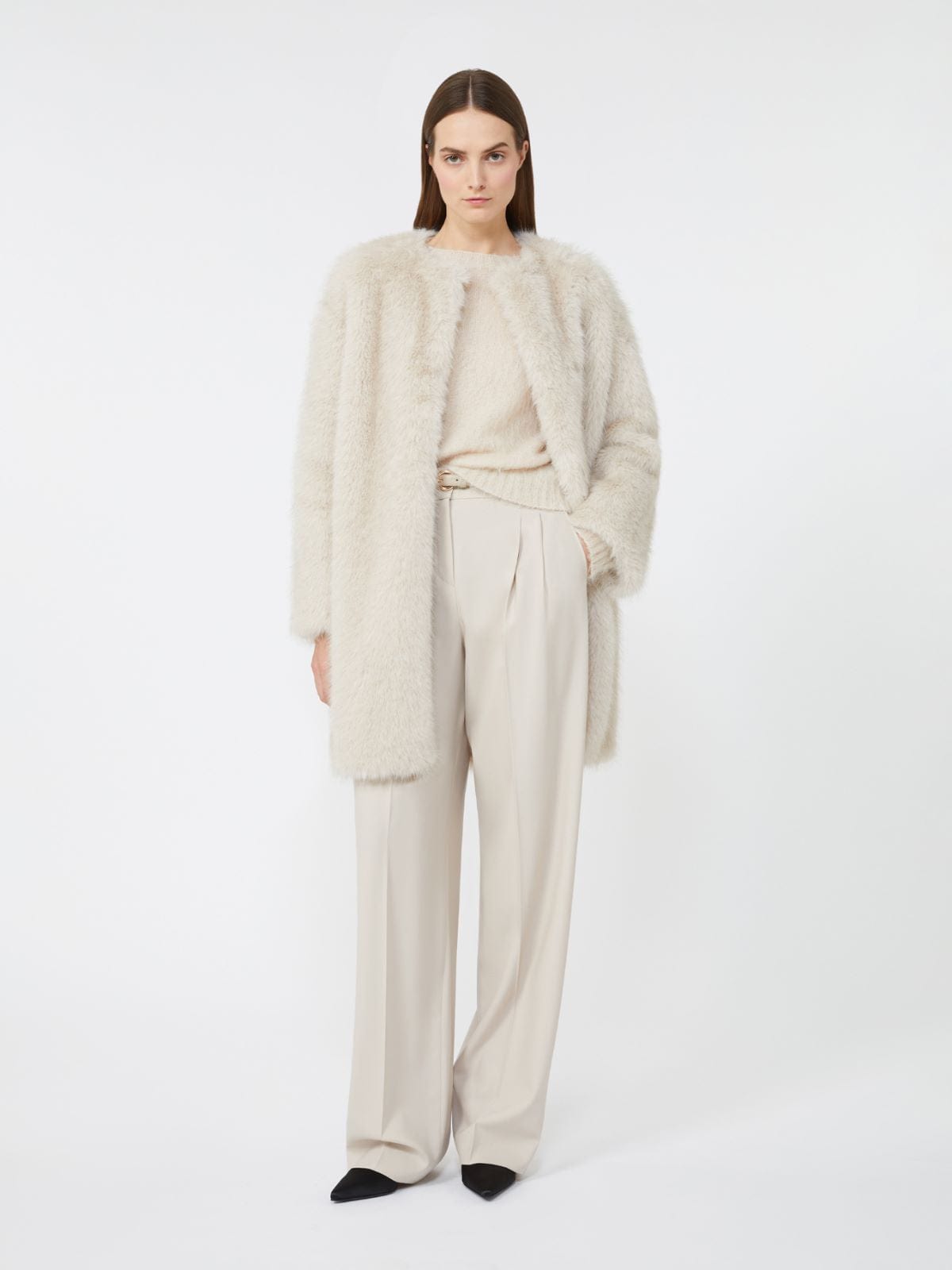 Max Mara Studio Cappotto in tessuto effetto faux fur