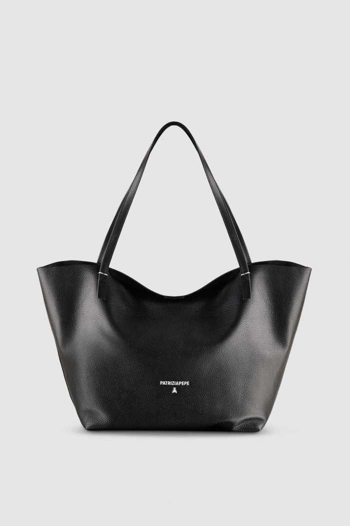 Patrizia Pepe Borsa shopping Never Complete in pelle martellata