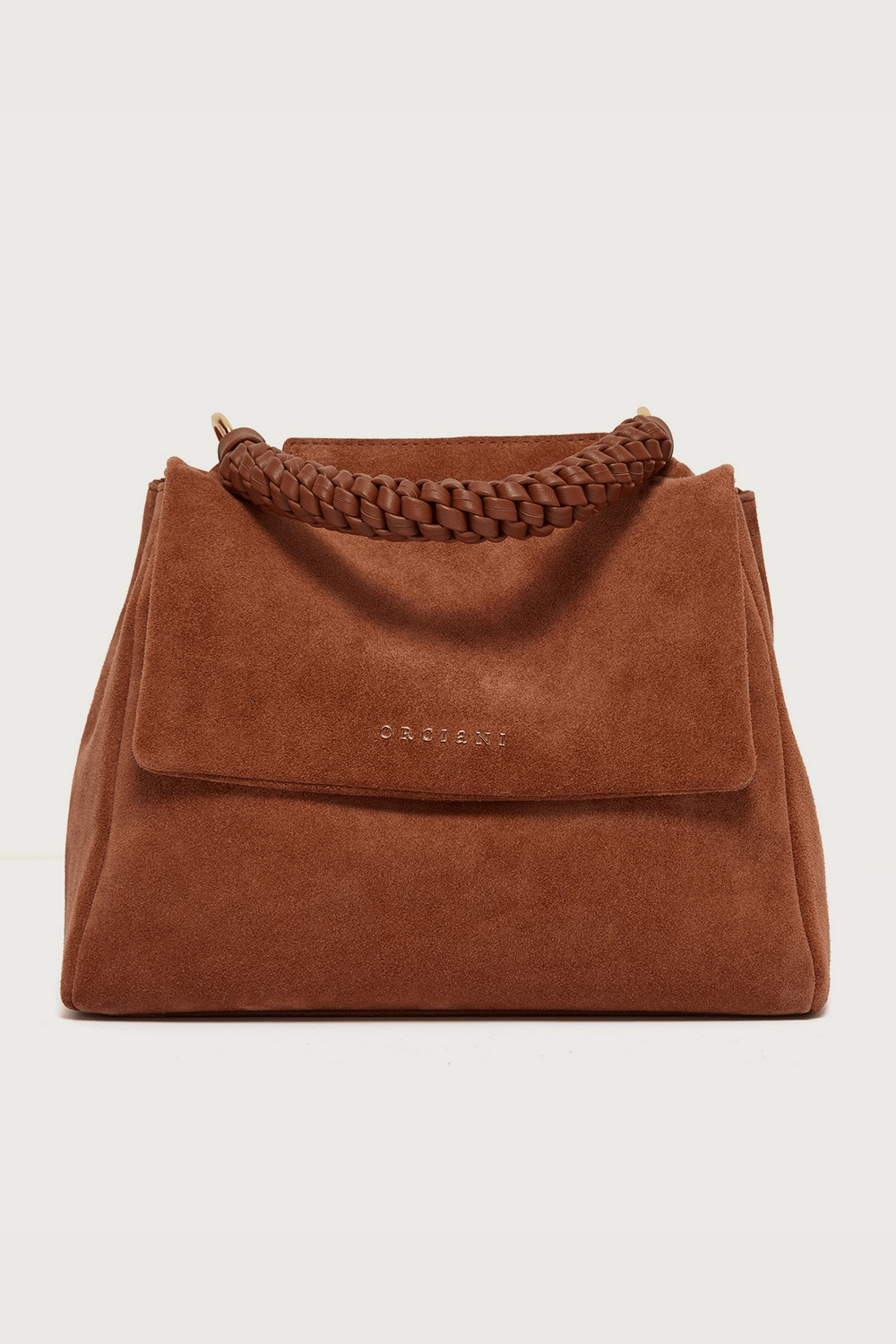 Orciani Borsa Sveva Peach Media a spalla in pelle scamosciata con tracolla