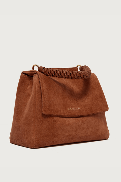 Orciani Borsa Sveva Peach Media a spalla in pelle scamosciata con tracolla
