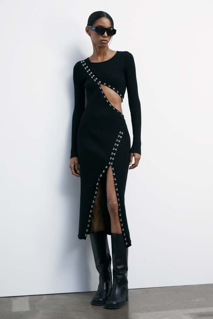 Patrizia Pepe Abito midi glam rock in maglia